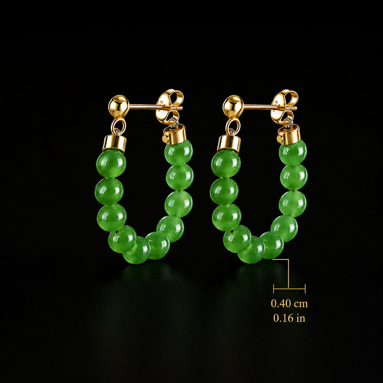 Green Jade Bead Chain Earrings – S925 Silver Jewelry for Elegance & Harmony