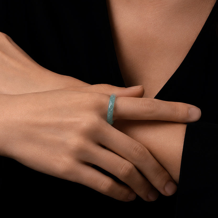 Textured Blue Jadeite Band Ring