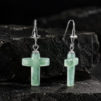 Blue Jade Cross Earrings in S925 Silver