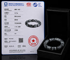 Natural Black Jadeite Carved Barrel Bead Bracelet for Men