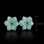 Blue Green Jadeite Flower Stud Earrings in S925 Silver