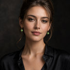 Natural Spinach Green Jade Bead Drop Earrings