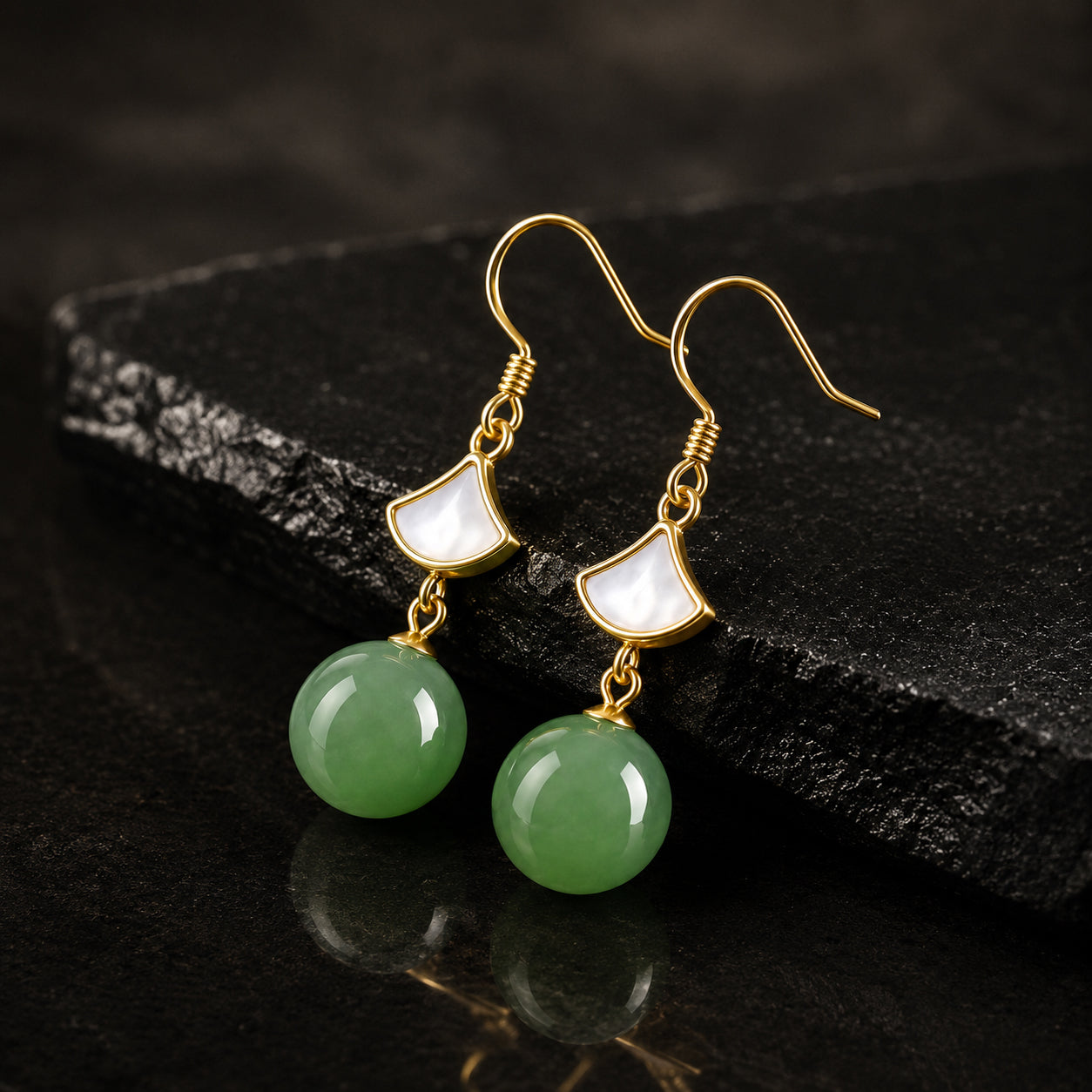 S925 Natural Green Jade Bead Drop Earrings – Real Jade Jewelry for Harmony & Elegance