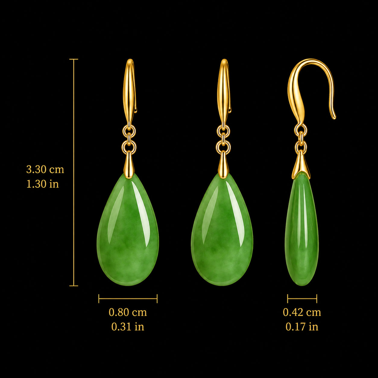 Green Jade Teardrop Drop Earrings – Natural Jade Jewelry for Elegance & Harmony