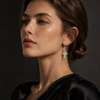 Blue Jade Cross Earrings in S925 Silver
