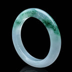 Natural Burmese Floating Flower Jadeite Bangle Bracelet 53mm Icy Green Moss Jade