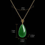 Green Jade Teardrop Pendant Necklace