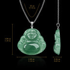 Natural Burmese Jadeite Maitreya Buddha Pendant Necklace – S925 Silver