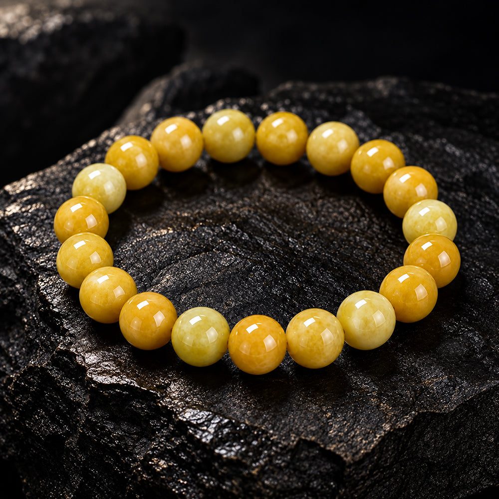 Natural Yellow Jadeite Bead Bracelet – 8mm & 10mm