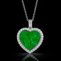 Natural Green Jadeite Heart Pendant Necklace S925 Silver Chain
