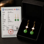 Green Jade Bead Drop Earrings for Women