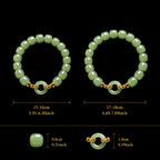 Green Jade Bead Bracelet with Ping An Kou Charm