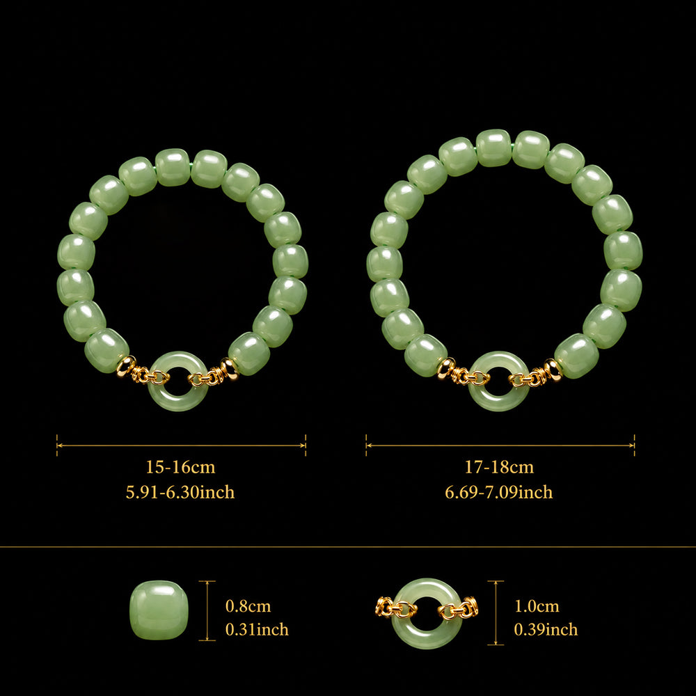 Green Jade Bead Bracelet with Ping An Kou Charm