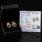 Green Jade Circle Stud Earrings in Gold Plated S925 Silver