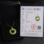 Green Jade Ping An Kou Necklace for Women