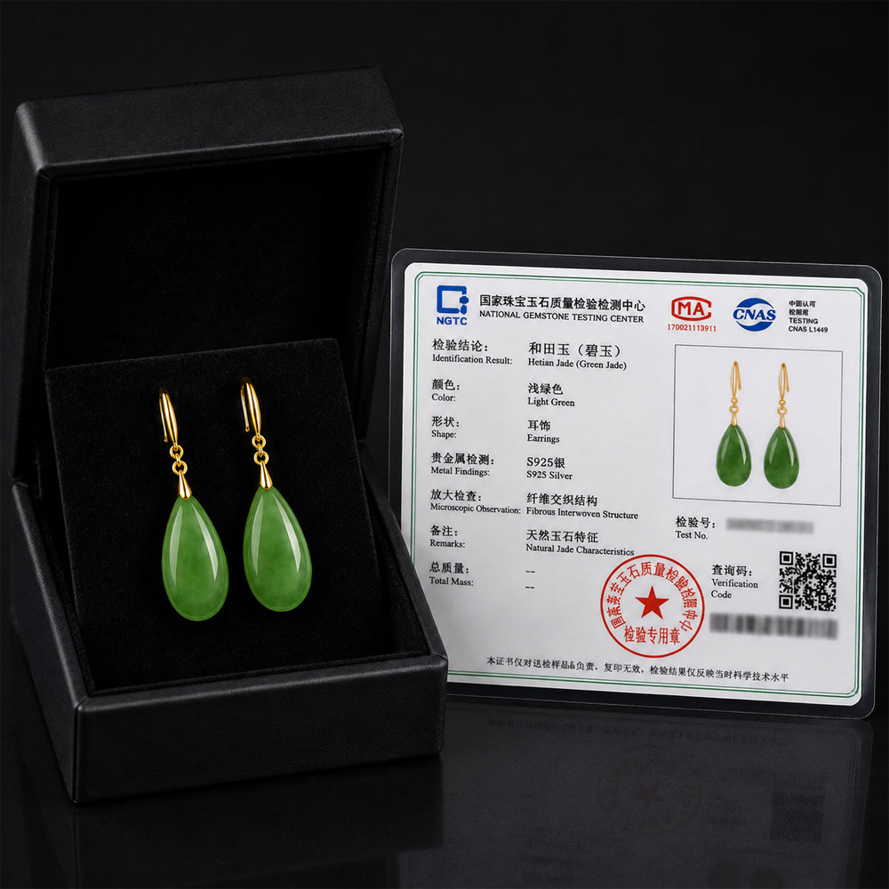 Green Jade Teardrop Earrings