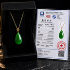 Green Jade Teardrop Pendant Necklace