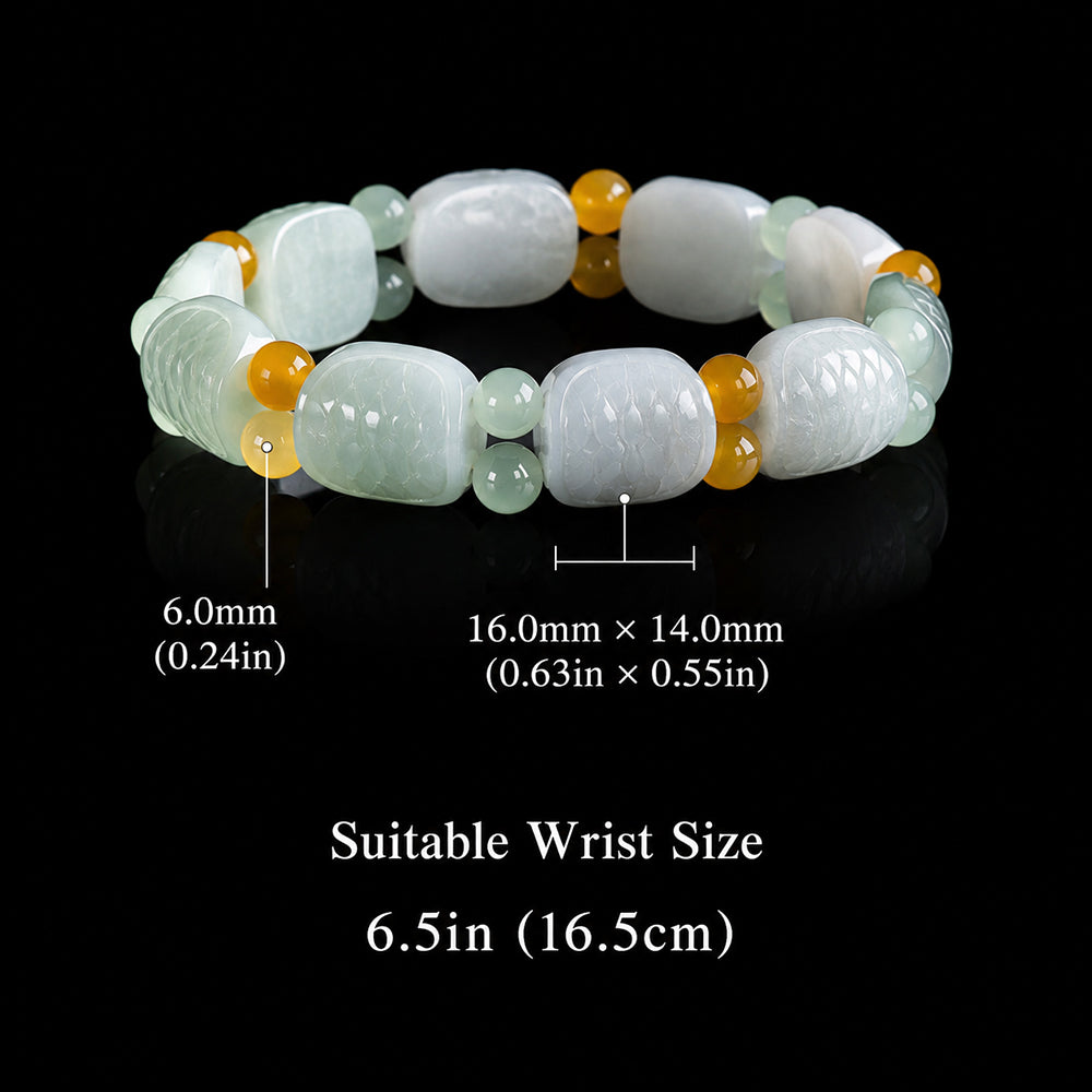 Green White Jade Turtle Pattern Bracelet