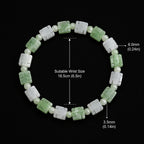 Green White Jadeite Auspicious Motif Bracelet for Women