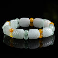 Green White Jadeite Turtle Pattern Bracelet