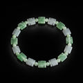 Green White Jadeite Auspicious Motif Bracelet for Women