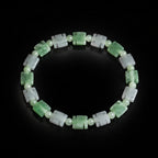 Green White Jadeite Auspicious Motif Bracelet for Women