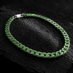 Natural Green Jadeite Cuban Link Necklace – Unisex Jade Chain