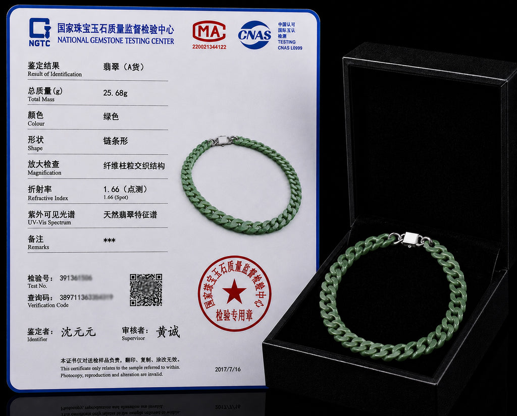 Natural Green Jadeite Cuban Link Necklace – Unisex Jade Chain