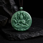 Real Hand-Carved Jadeite Thousand-Hand Guanyin Pendant Necklace – Men’s Jewelry
