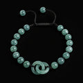 Handmade Jadeite Bracelet with Linked Circle Charm