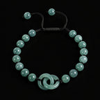 Handmade Jadeite Bracelet with Linked Circle Charm