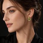 Green Jade Circle Stud Earrings in Gold Plated S925 Silver