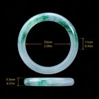 Natural Burmese Floating Flower Jadeite Bangle Bracelet 53mm Icy Green Moss Jade