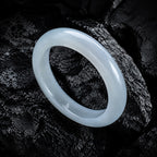 Natural Burmese White Jadeite Bangle Bracelet Icy Translucent 54mm-56mm Slim Round Jade Bracelet for Women