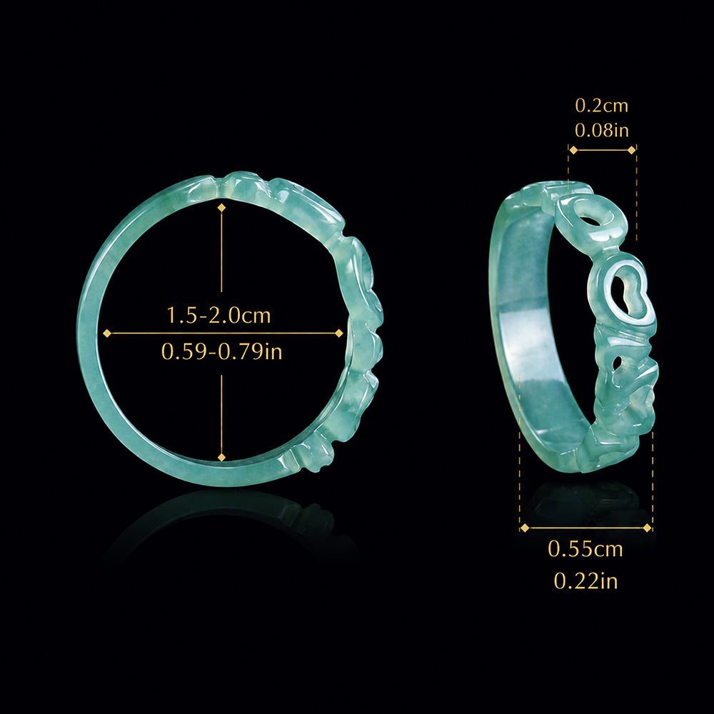 Icy Pale Green Jadeite Heart Ring for Women