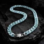 Natural Blue Jadeite Cuban Link Necklace – Unisex Jade Chain Jewelry
