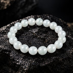 Natural White Jadeite Bead Bracelet – 8mm & 10mm
