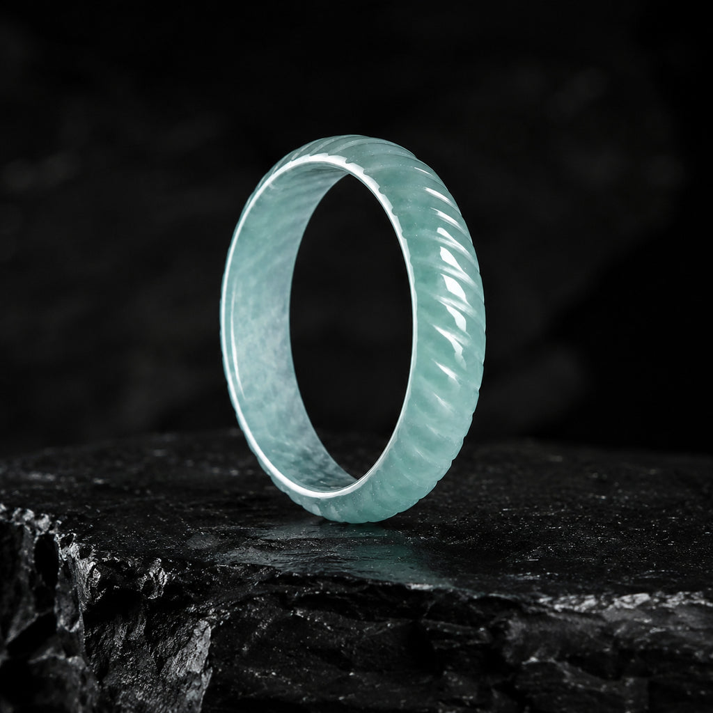 Textured Blue Jadeite Band Ring