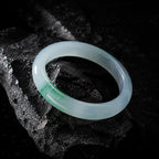 Natural Burmese Jadeite Bangle Bracelet Icy Green 51mm-55mm Slim Jadeite Bracelet for Women