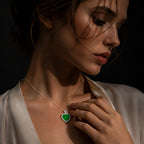 Natural Green Jadeite Heart Pendant Necklace S925 Silver Chain