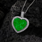 Natural Green Jadeite Heart Pendant Necklace S925 Silver Chain