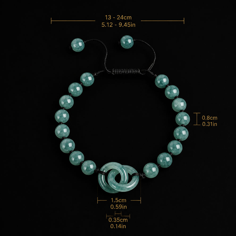 Handmade Jade Bracelet with Linked Circle Charm