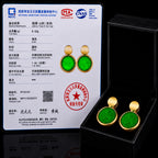 Natural Burmese Flower Green Jadeite Earrings for Women