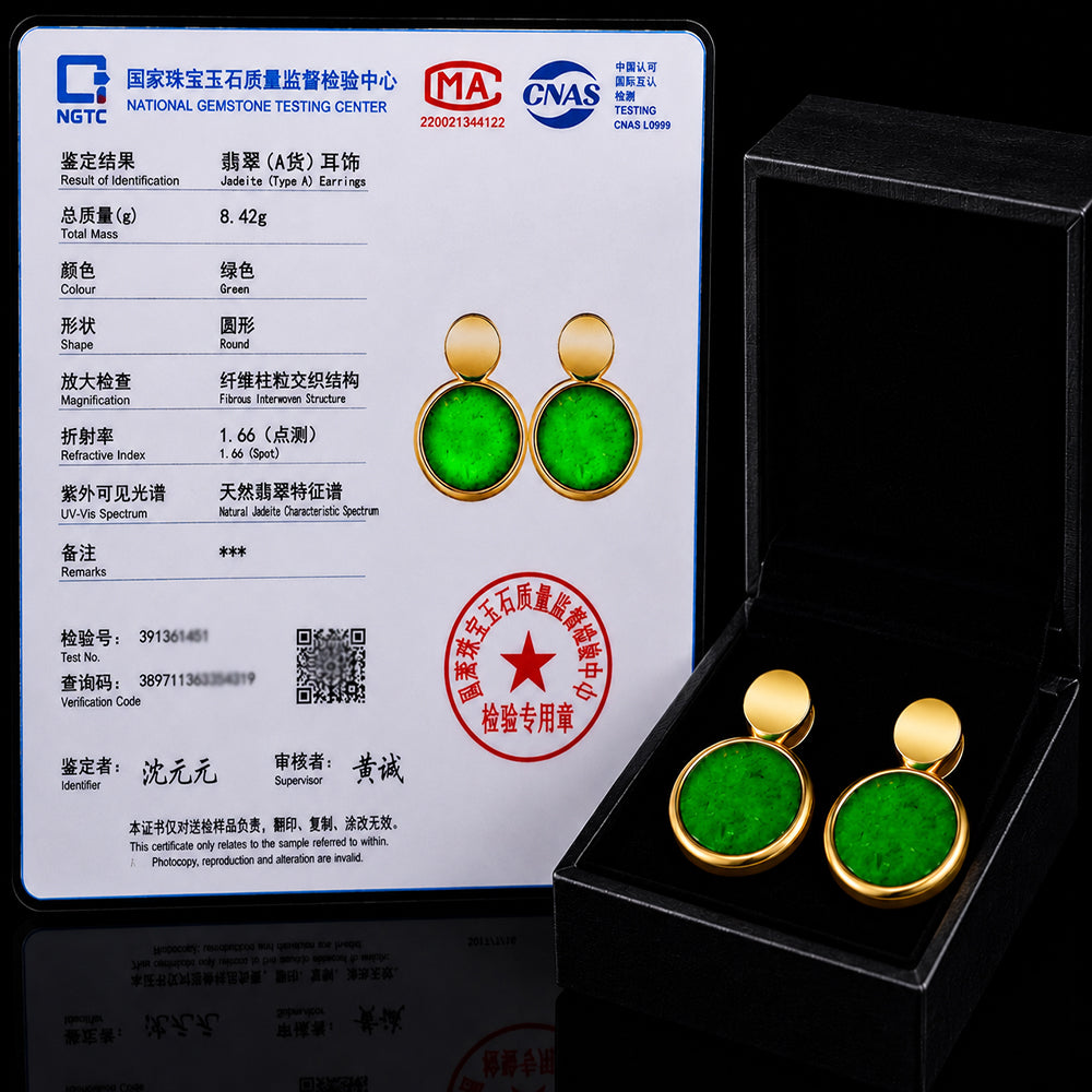 Natural Burmese Flower Green Jadeite Earrings for Women