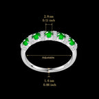 Natural Green Jadeite Eternity Band Ring S925 Silver – Adjustable Multi Stone Jade Ring