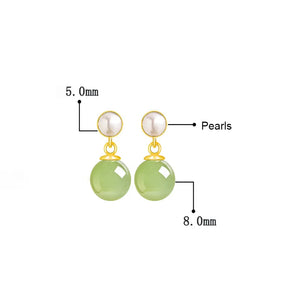 Premium Burmese Jadeite Round Bead Drop Earrings for Women jade BMjade