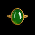 Large Oval Vivid Green Jade Ring for Women
