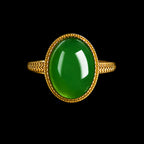 Large Oval Vivid Green Jade Ring for Women