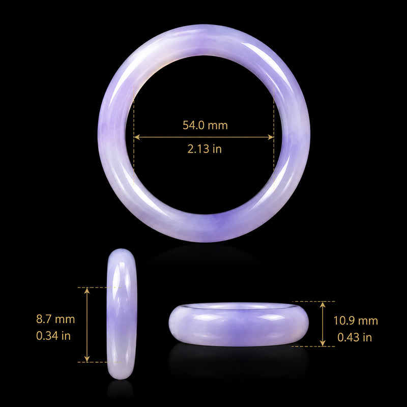Natural Burmese Lavender Jadeite Bangle Bracelet Icy Purple 54mm Slim Round Jade Bracelet for Women