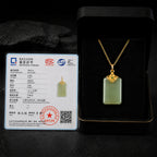 Light Green Jade Rectangular Pendant Necklace for Women